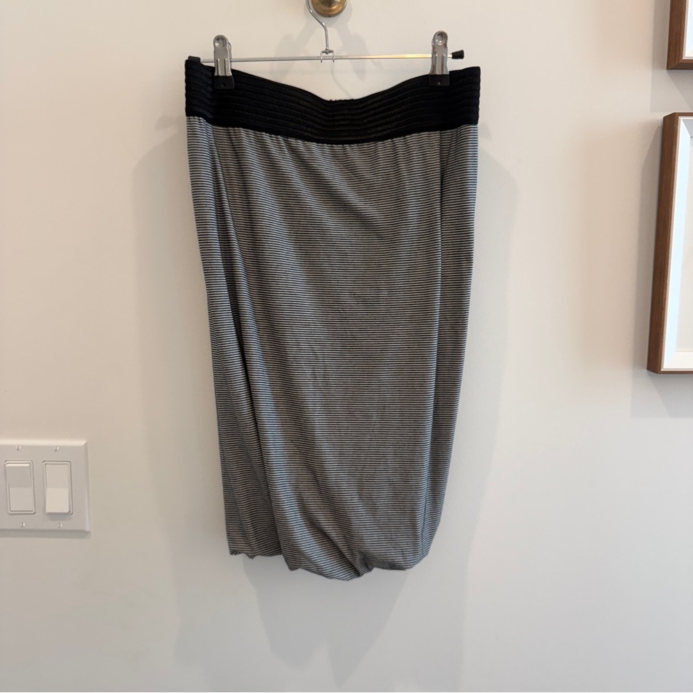 T by Alexander Wang Striped Black and Gray Midi Skirt